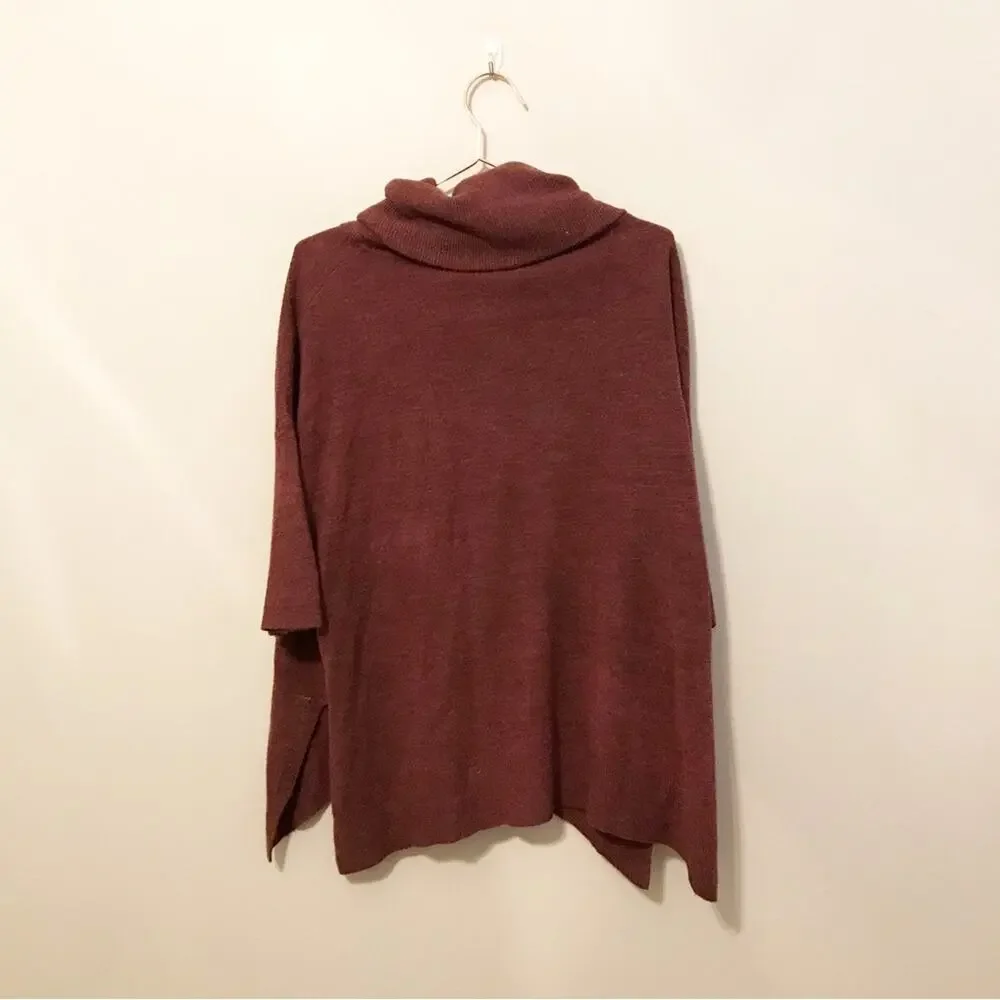 Braeve short sleeved cowl neck oversized sweater with slits on sides size medium